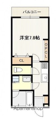 スリラーバーク[1K/28.3m2]の間取図