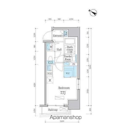 デュオフラッツ日本橋水天宮[1R/25.84m2]の間取図