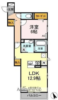 東京都昭島市郷地町２丁目[1LDK/49.77m2]の間取図