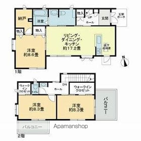中央本線 東小金井駅 徒歩15分 2階建 築26年の間取り写真