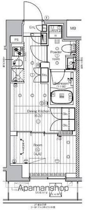 ＰＲＥＭＩＵＭ　ＣＵＢＥ　王子神谷[1DK/25.62m2]の間取図
