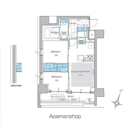 ルフォンプログレ神田プレミア[2LDK/47.45m2]の間取図