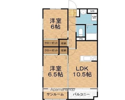 ハピネス[2LDK/58.87m2]の間取図