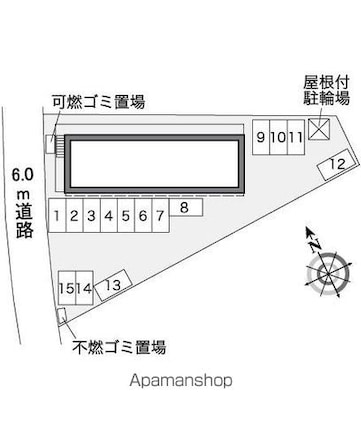レオパレスメルベーユＢ[1K/23.18m2]の配置図