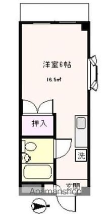 ベルメゾン片岡[1K/16.5m2]の間取図