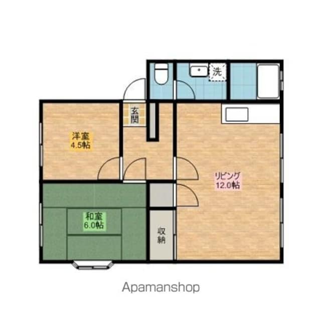 オーシャンコーポカシマ[2LDK/50m2]の間取図
