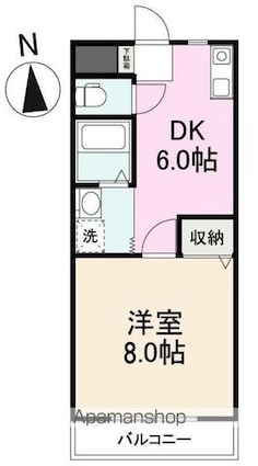 ガーデンハイツ三名壱番館[1DK/31.45m2]の間取図