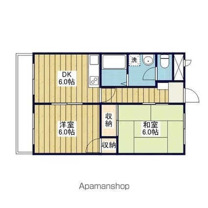 浜田ハイツ[2DK/44.21m2]の間取図