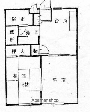 フォブール郡家[2DK/39.74m2]の間取図
