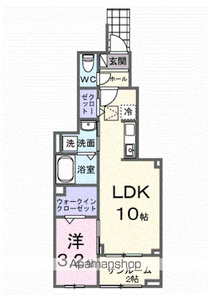 フォンテーヌ春日[1LDK/38.52m2]の間取図