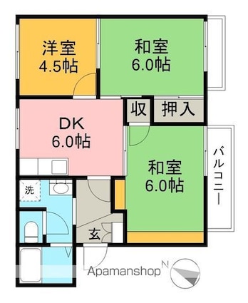 ＹＭハイツ[3DK/53m2]の間取図