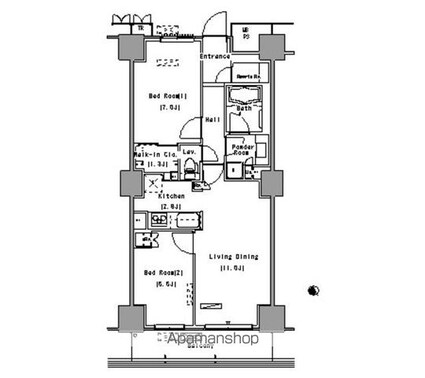パークアクシス豊洲[2LDK/61.71m2]の間取図