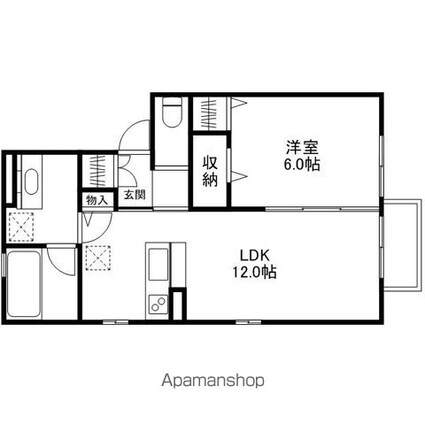 メルベーユ川崎Ｂ[1LDK/45.43m2]の間取図