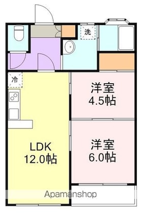 アーバンハイツ河原町[2LDK/48.33m2]の間取図