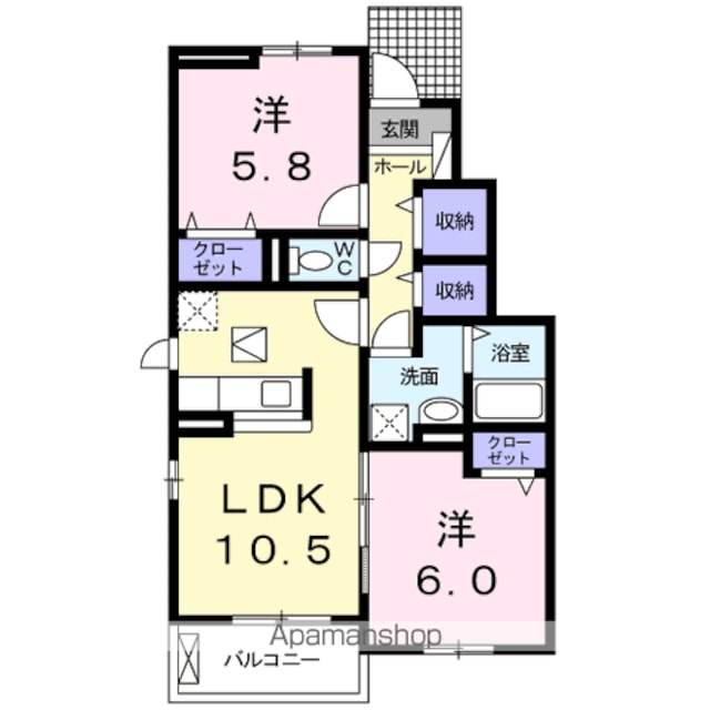 シンフォニー[2LDK/54.95m2]の間取図
