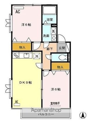 ドムス清華[2DK/50.08m2]の間取図