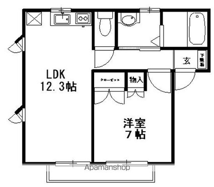 滋賀県長浜市八島町[1LDK/43m2]の間取図