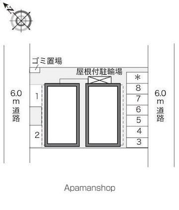 レオパレスサンヴィレッジⅡ[1K/19.87m2]の配置図