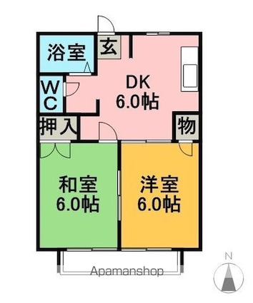 サン花園（２号棟）[2DK/48m2]の間取図