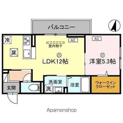 Ｄレジデンス東近江[1LDK/41.86m2]の間取図