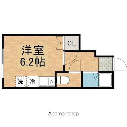 東京都三鷹市下連雀２丁目[1K/17.49m2]の間取図
