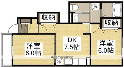 カルム　カーサⅠ[2DK/44.82m2]の間取図