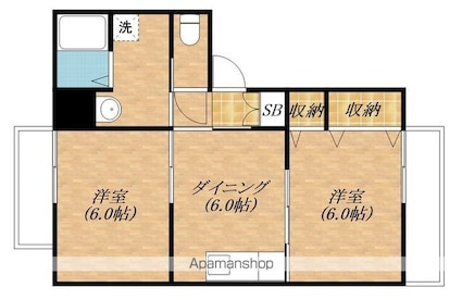 滋賀県湖南市中央５丁目[2DK/47m2]の間取図