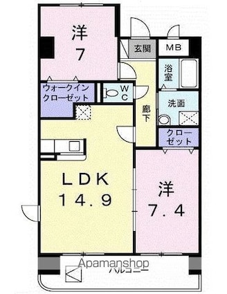 香川県高松市木太町[2LDK/64.23m2]の間取図