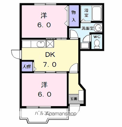 クレストール鈴鹿[2DK/46.06m2]の間取図
