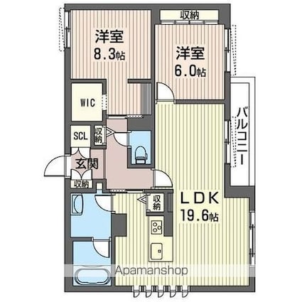 Ｇｒａｎｄｉｎａ扇町[2LDK/80.82m2]の間取図
