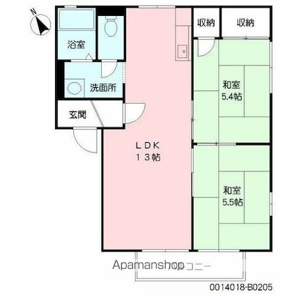 オオノニューコーポ　Ｂ棟[2LDK/50.6m2]の間取図