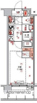 ハーモニーレジデンス東京アーバンスクエア００２[1K/25.95m2]の間取図