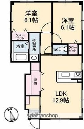 フォブールＮⅡ[2LDK/58.49m2]の間取図