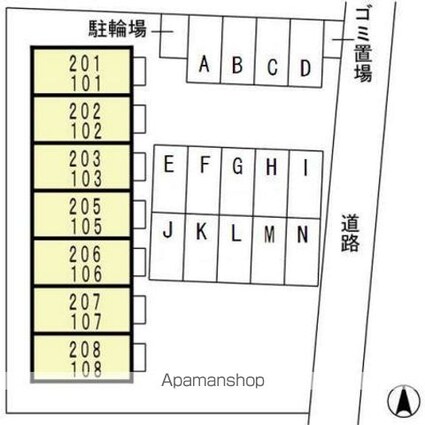 和歌山県和歌山市北出島[1K/26.71m2]の配置図