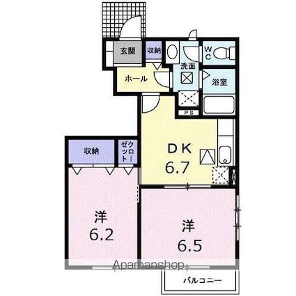グラスランド　レジデンス　Ｆ[2DK/46.92m2]の間取図