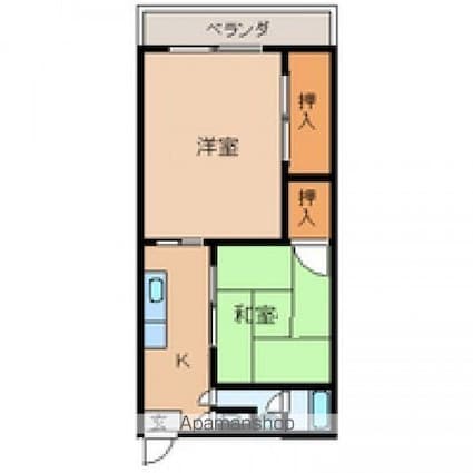 広島県広島市中区堺町１丁目[2K/40m2]の間取図