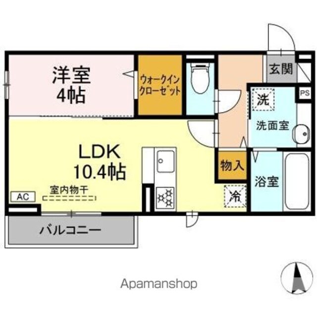 ＧＲＡＮＤ　ＤーＲＯＯＭ高宮北Ｅ[1LDK/39.77m2]の間取図