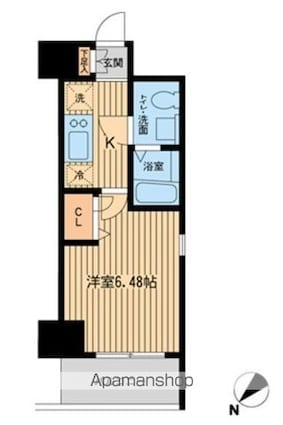 エコロジー潮見レジデンス[1K/21.69m2]の間取図