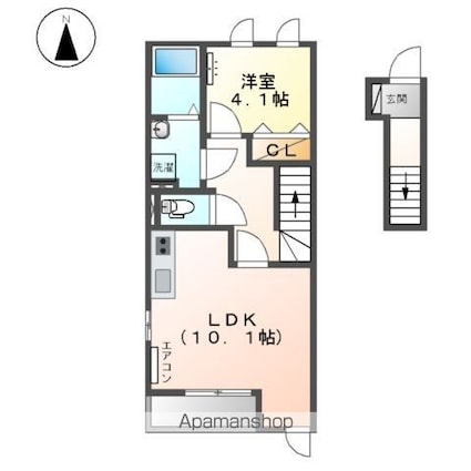 ユニソン[1LDK/41.87m2]の間取図