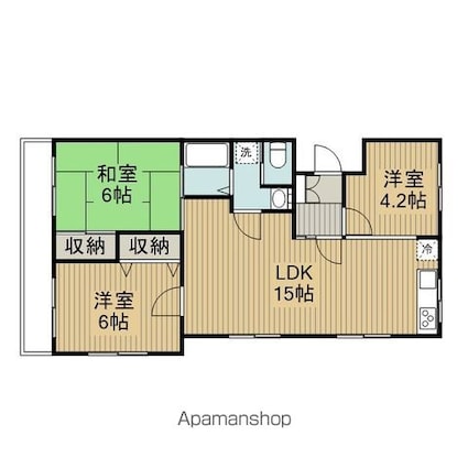 サンハイツ白鷺Ｂ棟[3LDK/55m2]の間取図