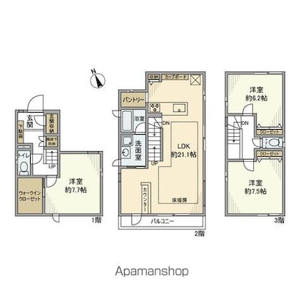 弦巻戸建[3LDK/107.63m2]の間取図