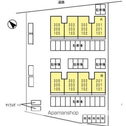 ライジングサン西宮　Ａ棟[2LDK/52.27m2]の配置図