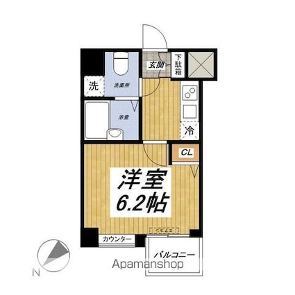 グランヴァンメトロ－１[1K/20.4m2]の間取図
