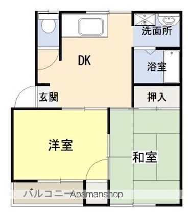 エンゼルハイツ宮原[2DK/43.38m2]の間取図
