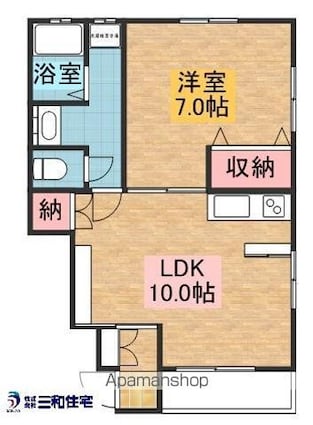 ガーデンハイツ卯の里[1LDK/41m2]の間取図