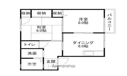 サンハイツ清水[2DK/47.28m2]の間取図