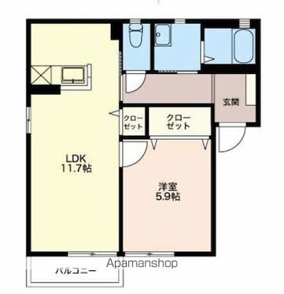 シャーメゾンシーマウスＡＢ棟[1LDK/43.75m2]の間取図