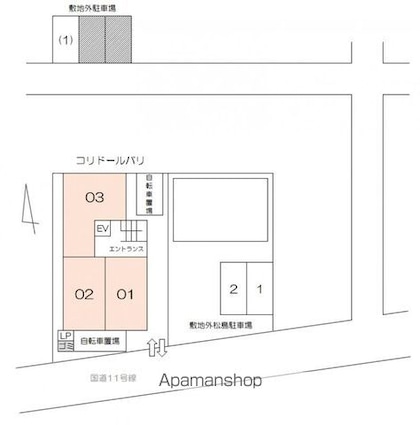 コリドールバリ[1R/40.18m2]の配置図