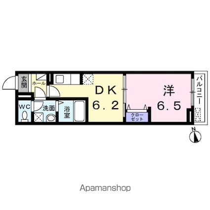 グリシーヌ２[1DK/31.2m2]の間取図