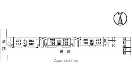 フレグランスくぼた　Ｅ棟[3DK/51.75m2]の配置図